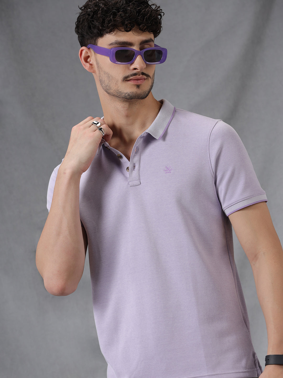 Dual Tone Lavender Polo T-Shirt