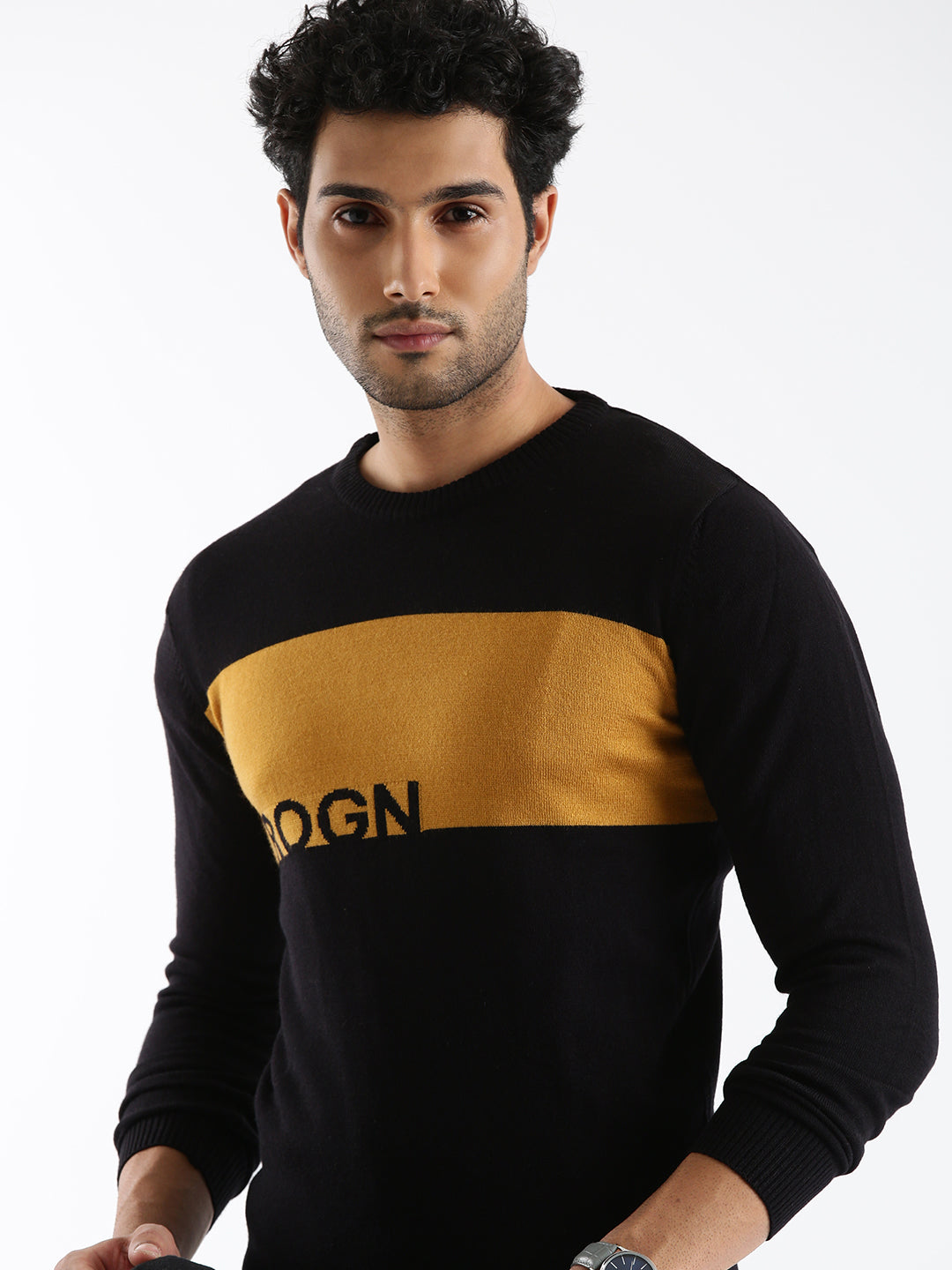 Colour-Blocked Wrogn Knit Sweater