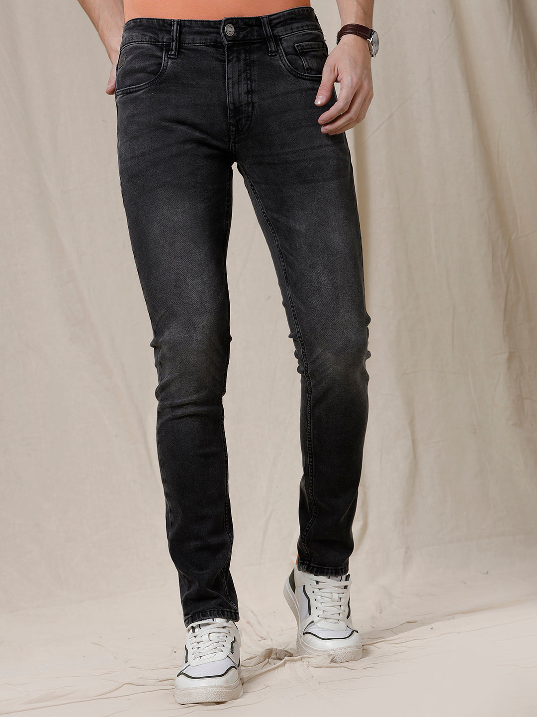 Black Fade Tapered Jeans