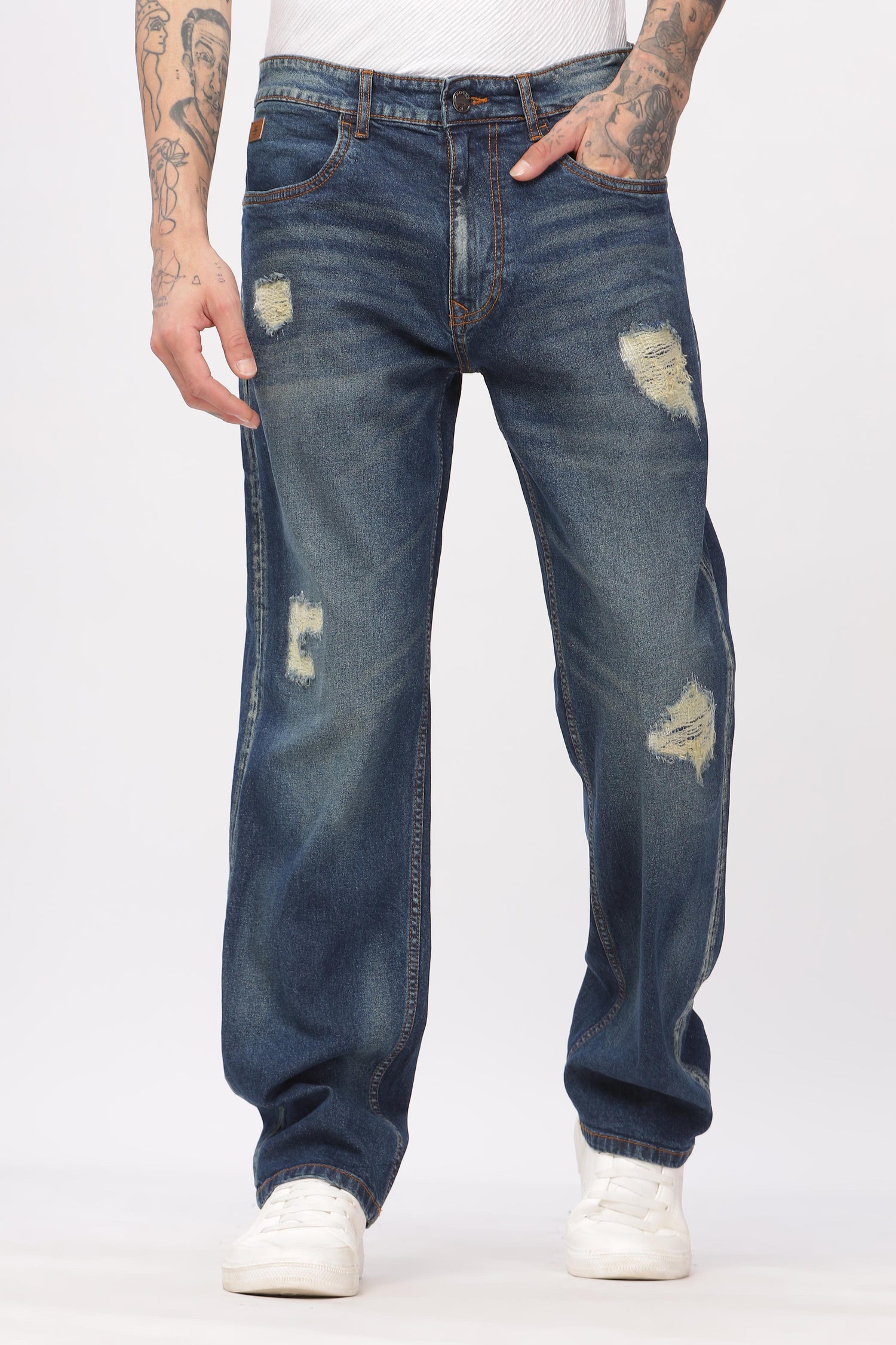 Distressed Blue Anti Fit Jeans