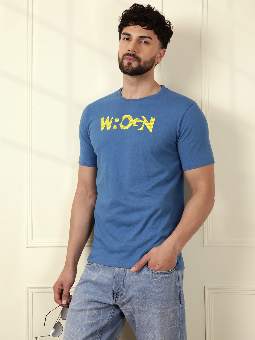 Shop Royal Blue Round Neck T Shirt Online in India Wrogn