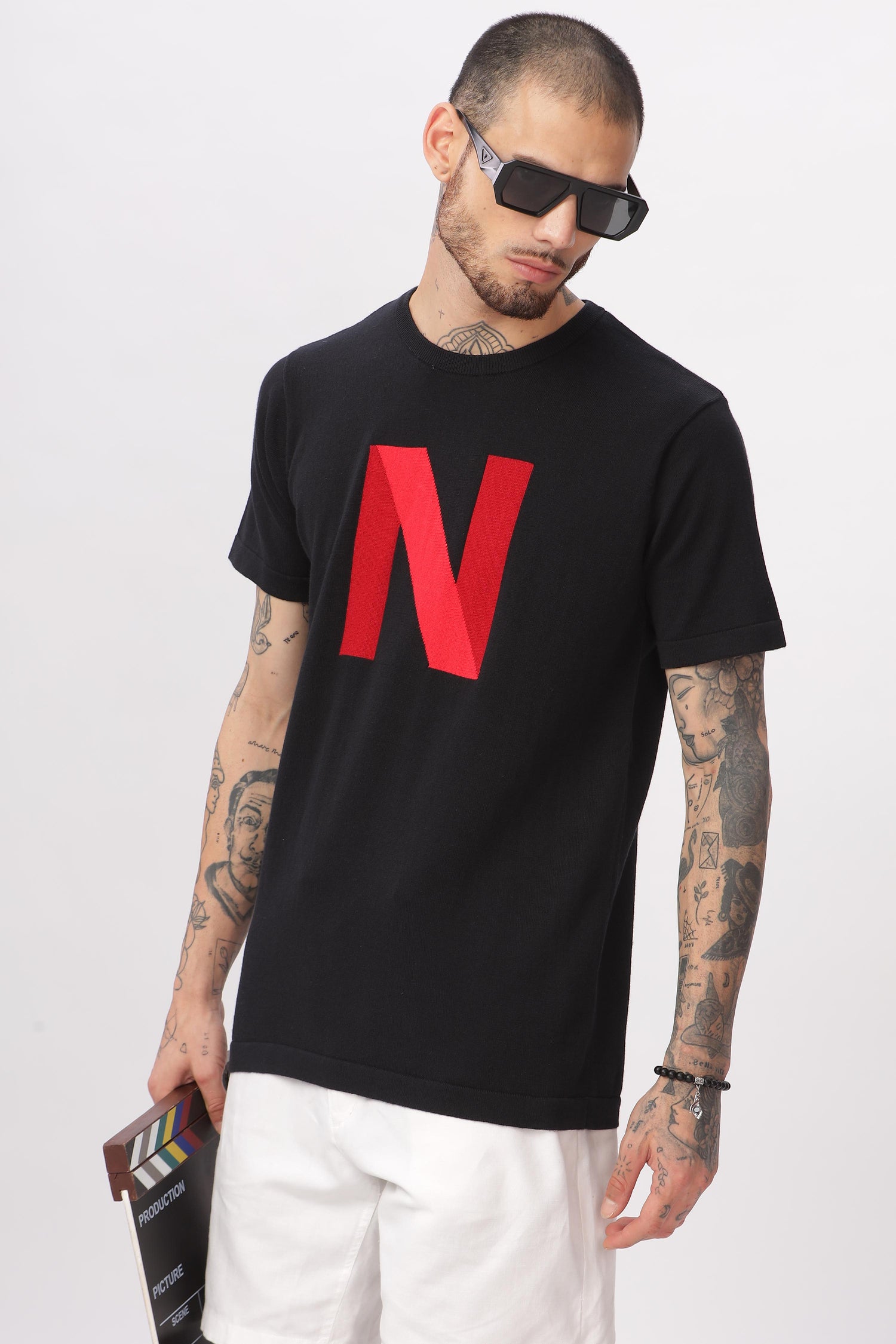 Netflix Logo Print Knitted T-Shirt