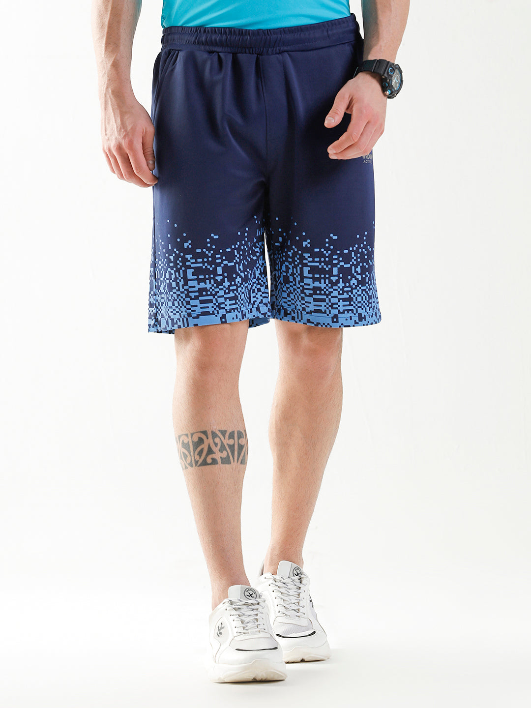 Printed Glitch Active Shorts