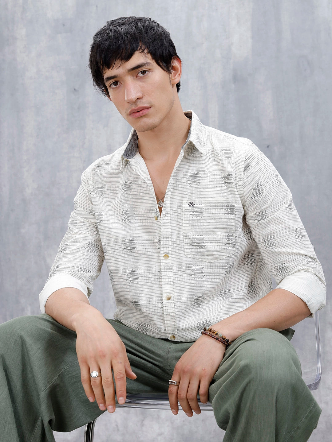 Printed Men's Casual Slim Fit Shirt