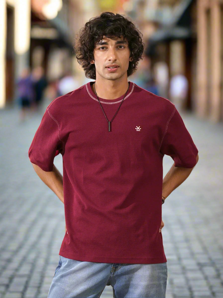 Best maroon t shirt outfit men Shop