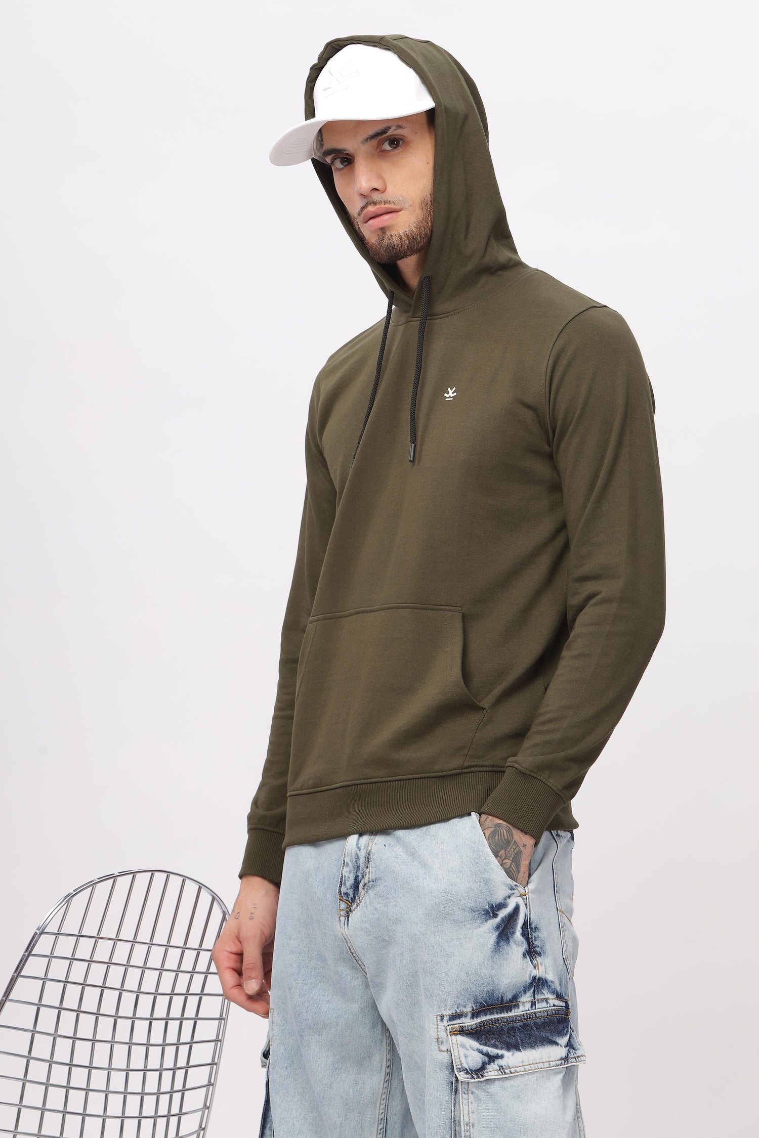 Solid Olive Pullover Hoodie