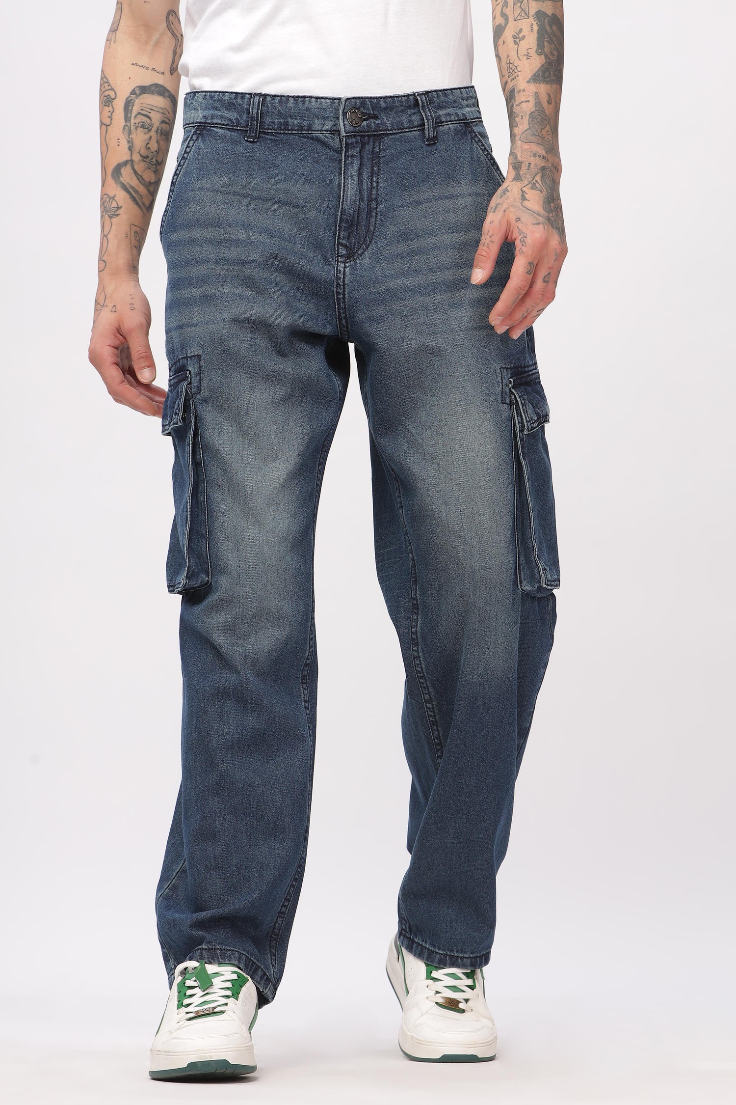 Blue Anti Fit Cargo Jeans