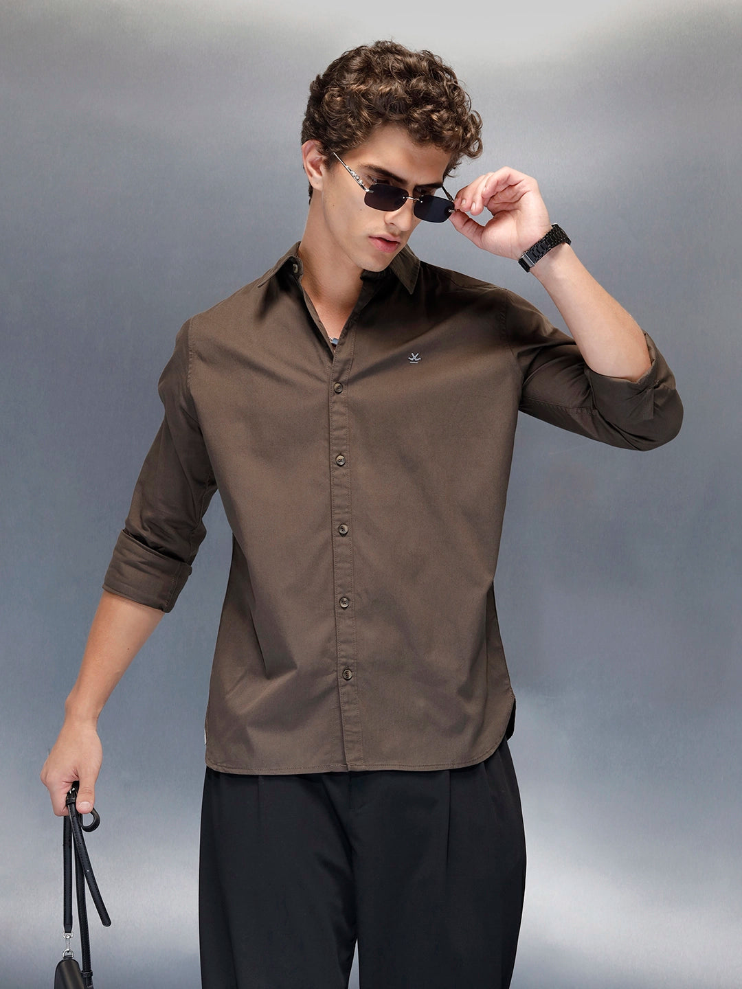 Men's casual slim fit shirt | Brown Wrogn Men's casual slim fit shirt | Brown Wrogn