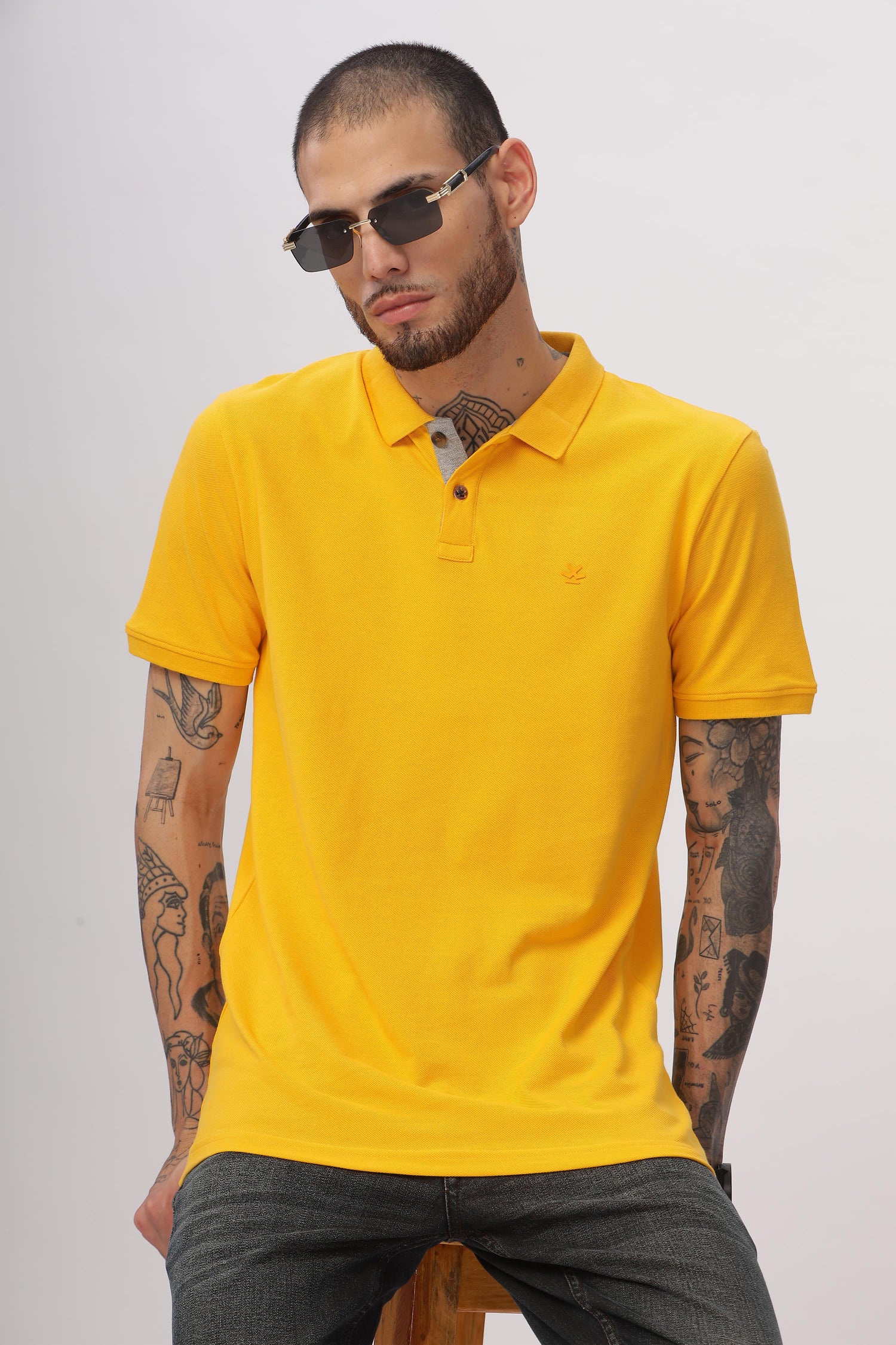 Basic Yellow Pique Polo T-Shirt