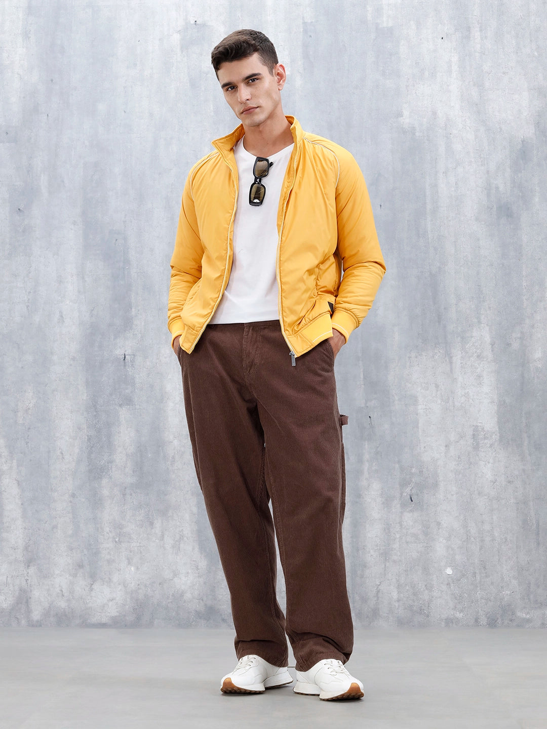 Men's Casual Bomber Jacket Yellow – Wrogn