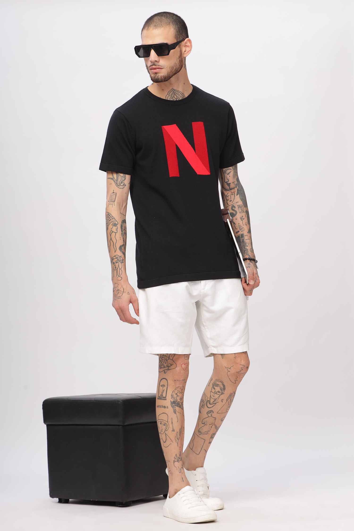 Netflix Logo Print Knitted T-Shirt