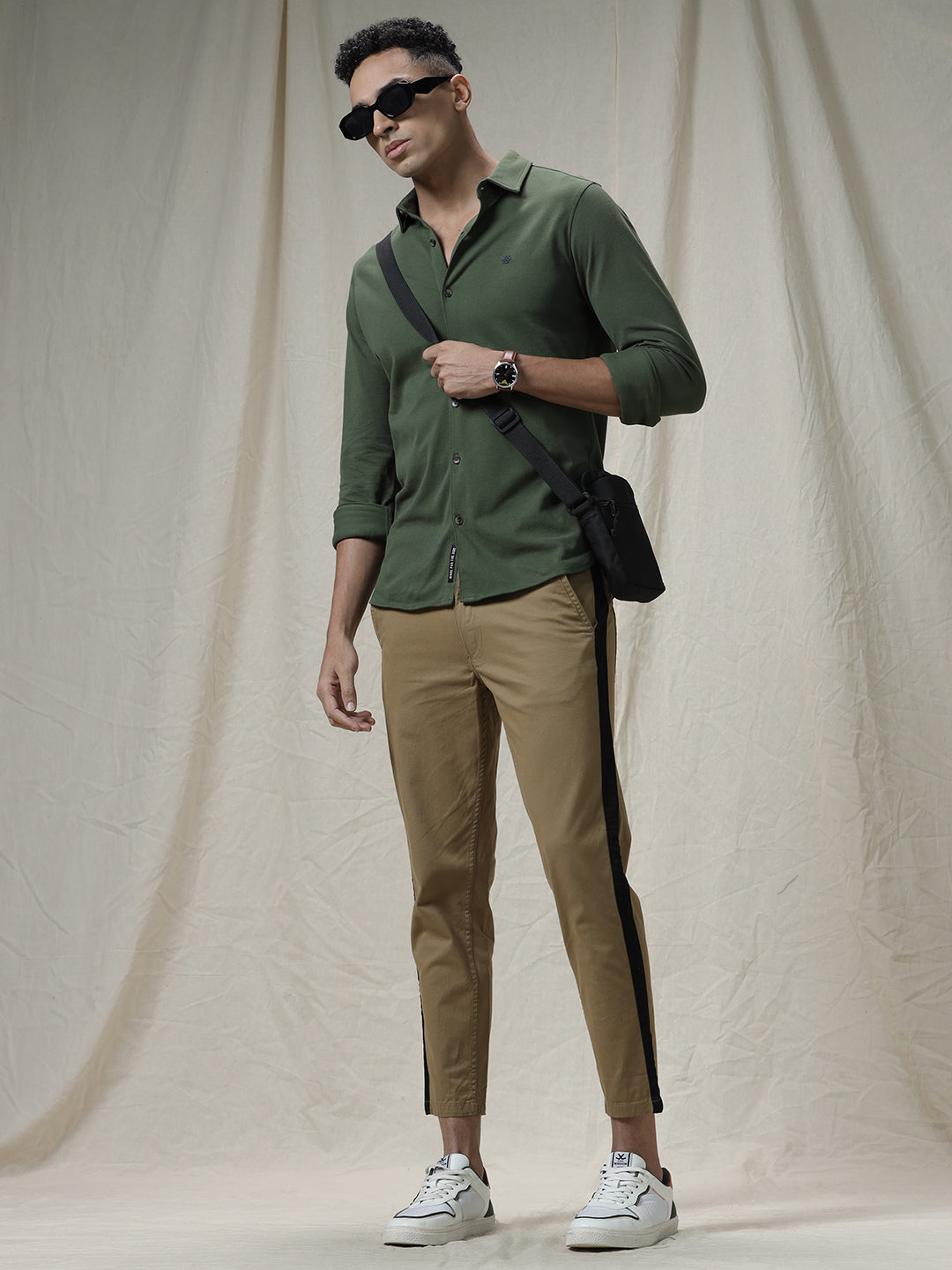 Solid Woven Olive Shirt