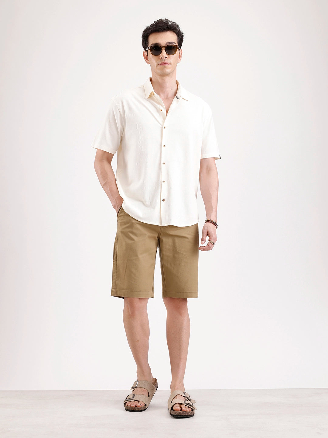 Classic Slim Fit Shorts | Khaki  Wrogn
