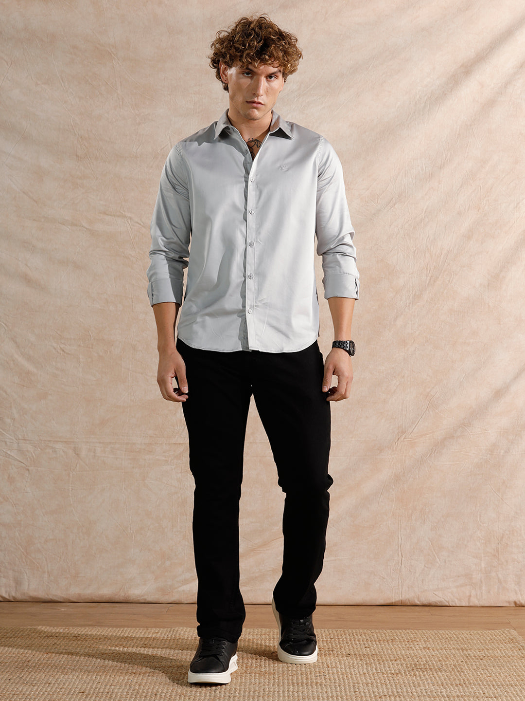 Shop Black Jeans Straight Fit Men's Online Wrogn - Main Image