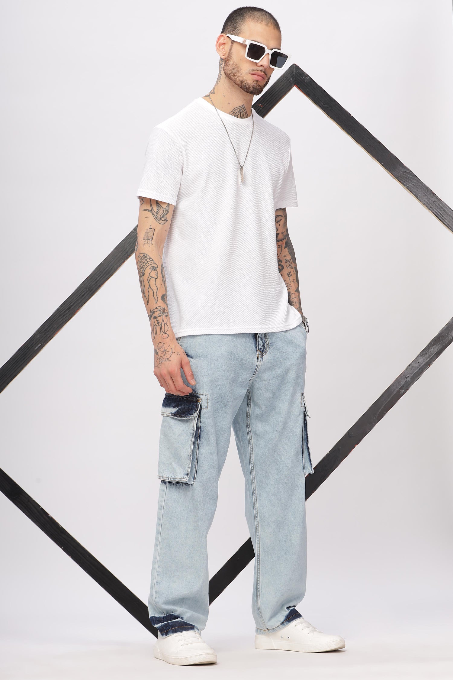 Blue Wash Anti Fit Cargo Jeans