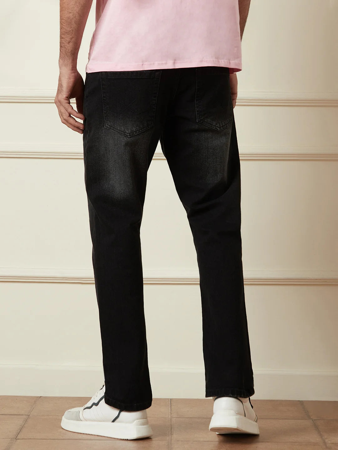 Buy Light Faded Black Jeans Black Mid Rise Straight Leg Jeans