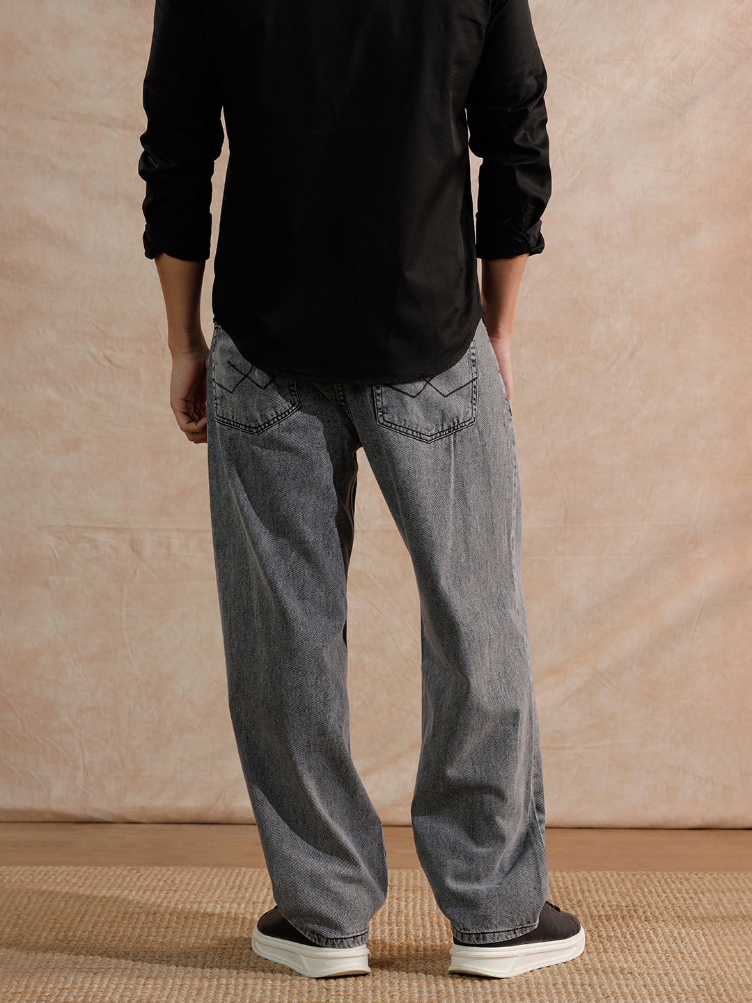 Casual Heavy Fade Loose Fit Jeans Grey – Wrogn