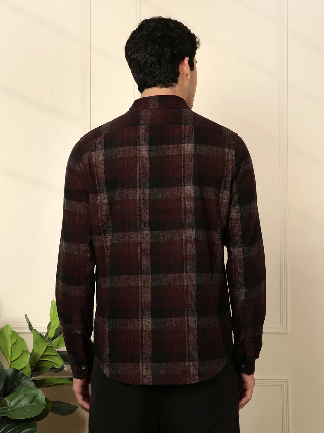 Red Blend Checked Cotton Shirt - Main Image