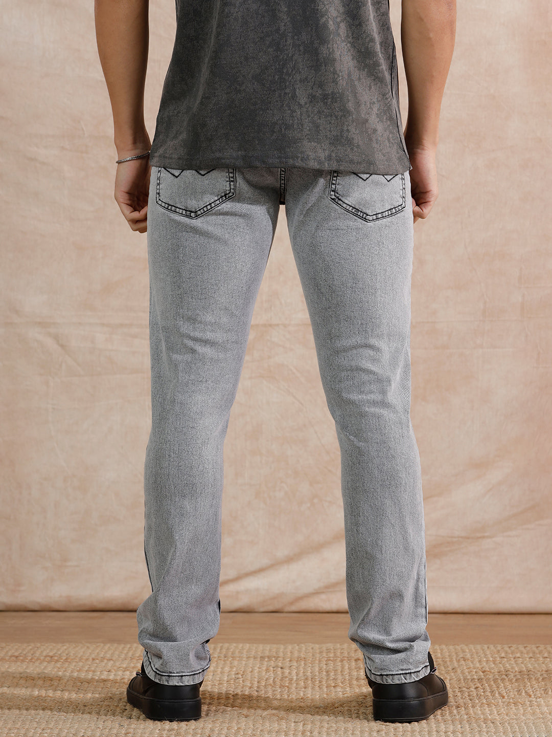 Solid Heavy Fade Slim Fit Jeans Grey