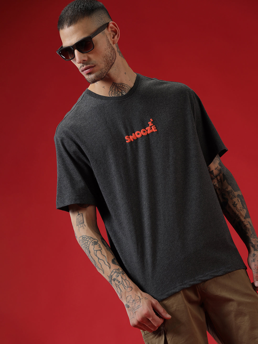 Snooze Oversized Charcoal T-Shirt