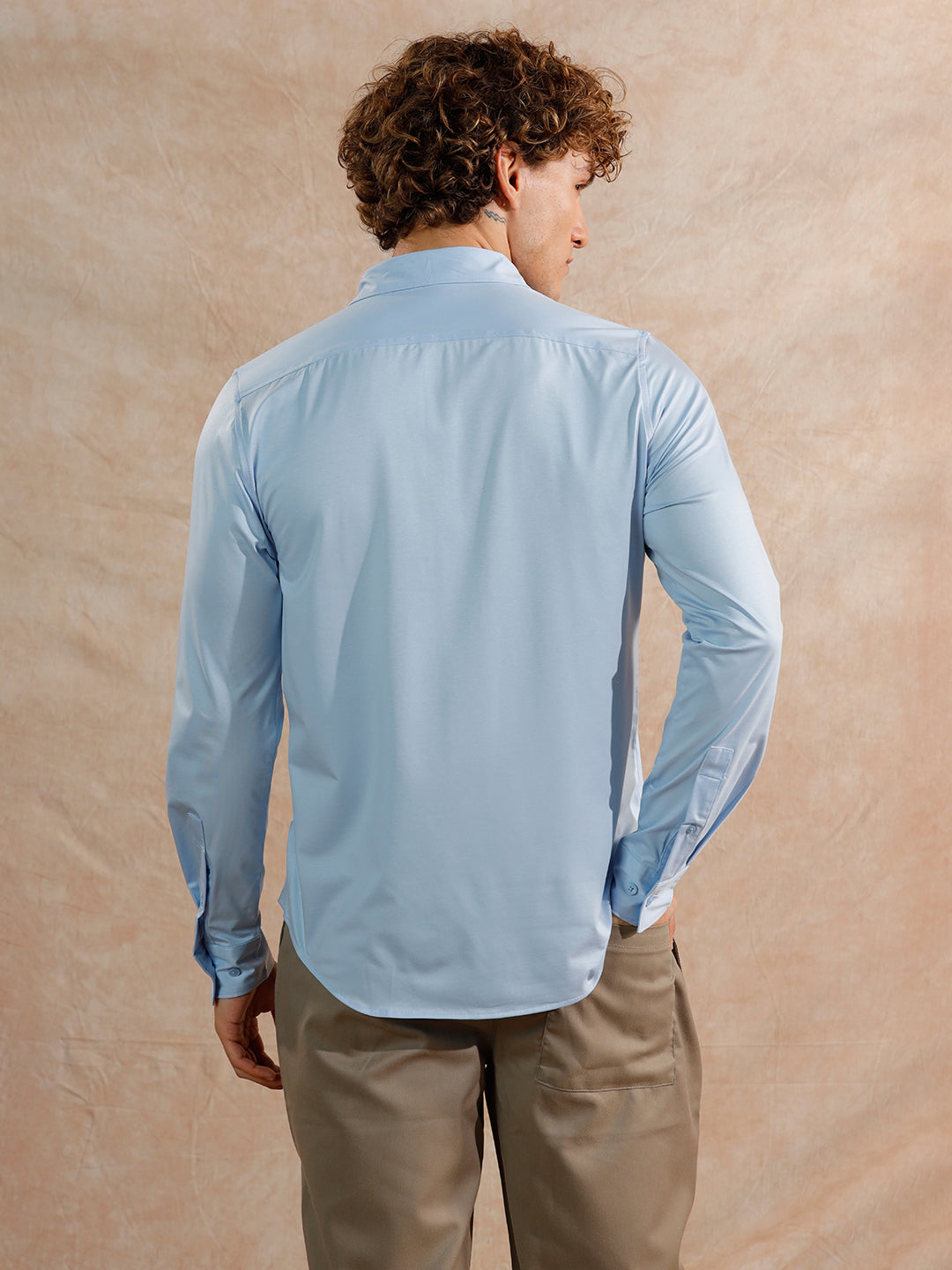 light blue dress shirt with khaki pants Eton Light Blue Geometric Effect Signature Twill Dress Shirt | Contemporary fit