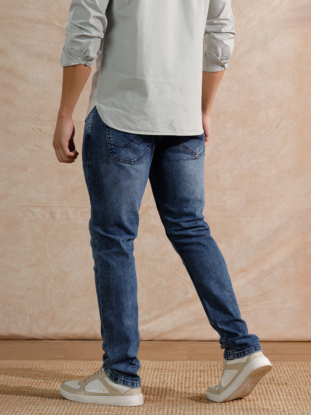 Casual Heavy Fade Slim Fit Jeans Dark Blue - Main Image