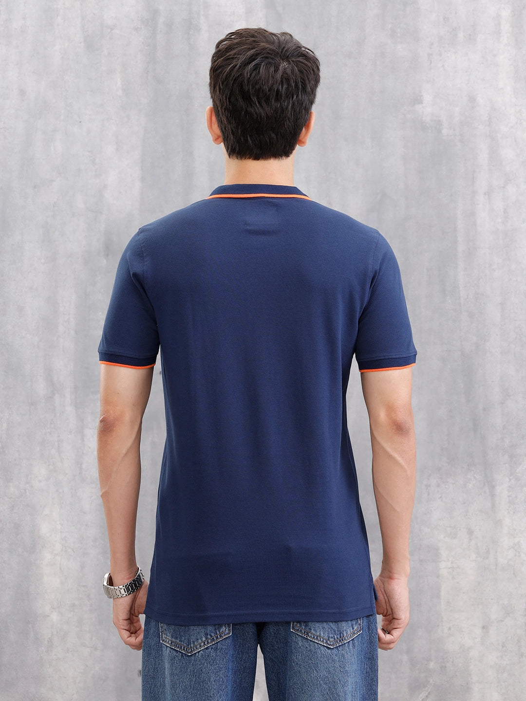 Contrast Collar Tipping Polo T-Shirt Navy Blue – Wrogn