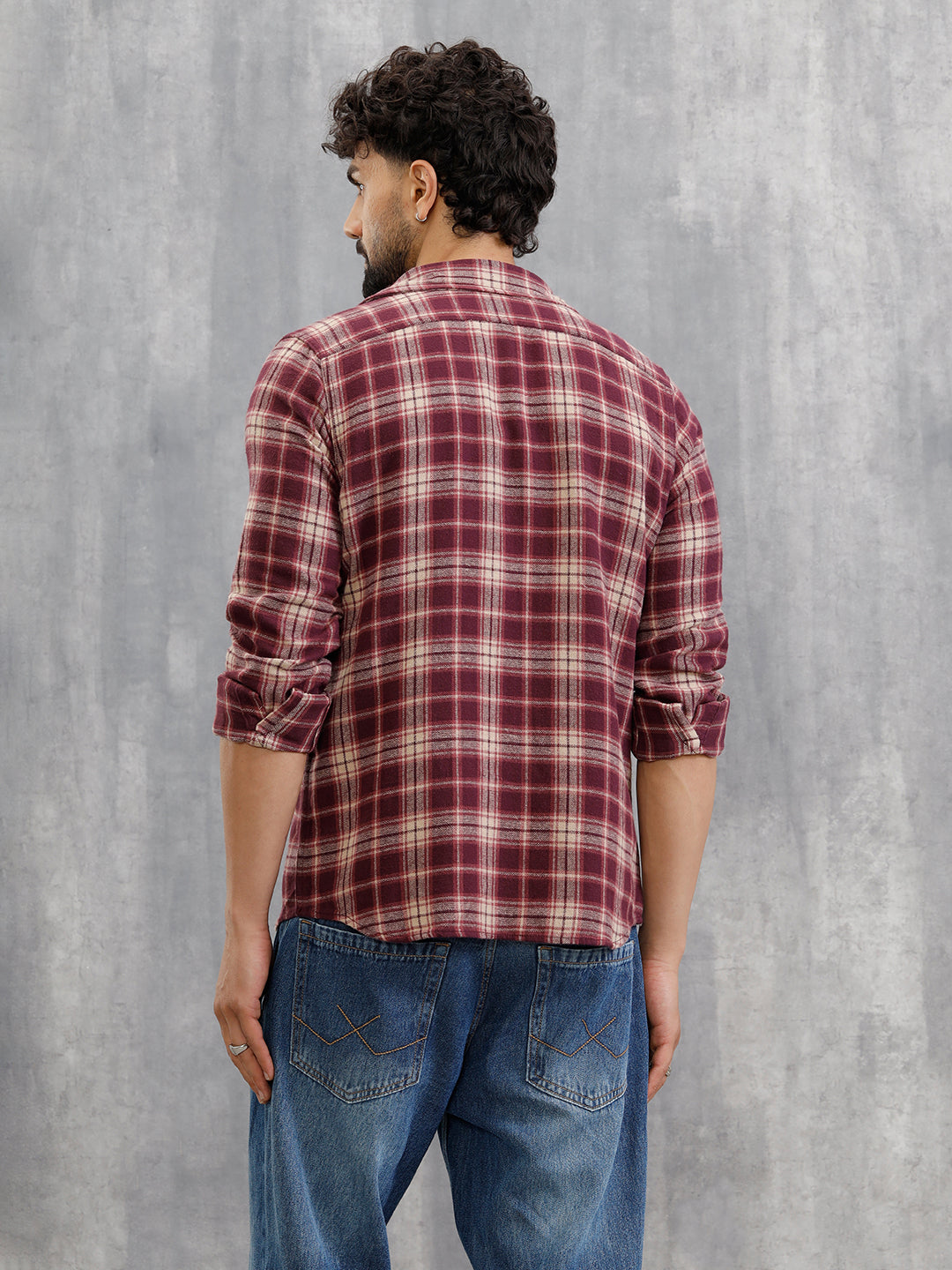 Brushed Flannel Utility Shirt In Slim Fit Red – Wrogn