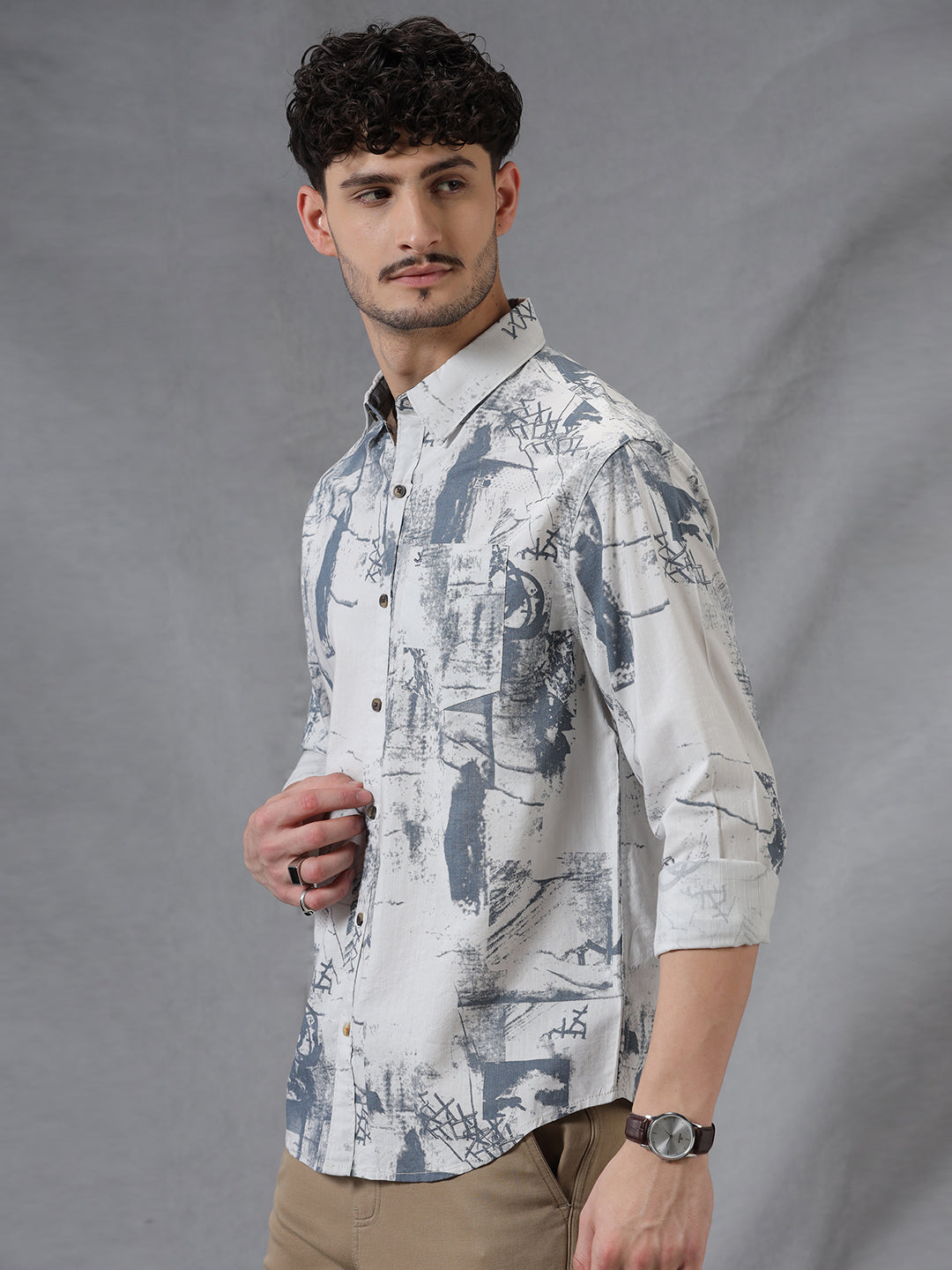 Printed Abstract Grey AOP Shirt