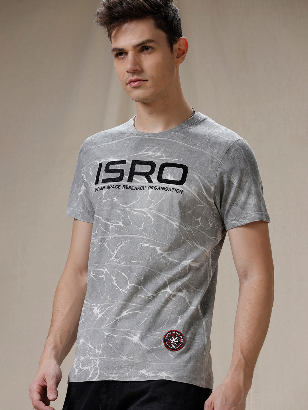 ISRO Space Printed Grey T-Shirt