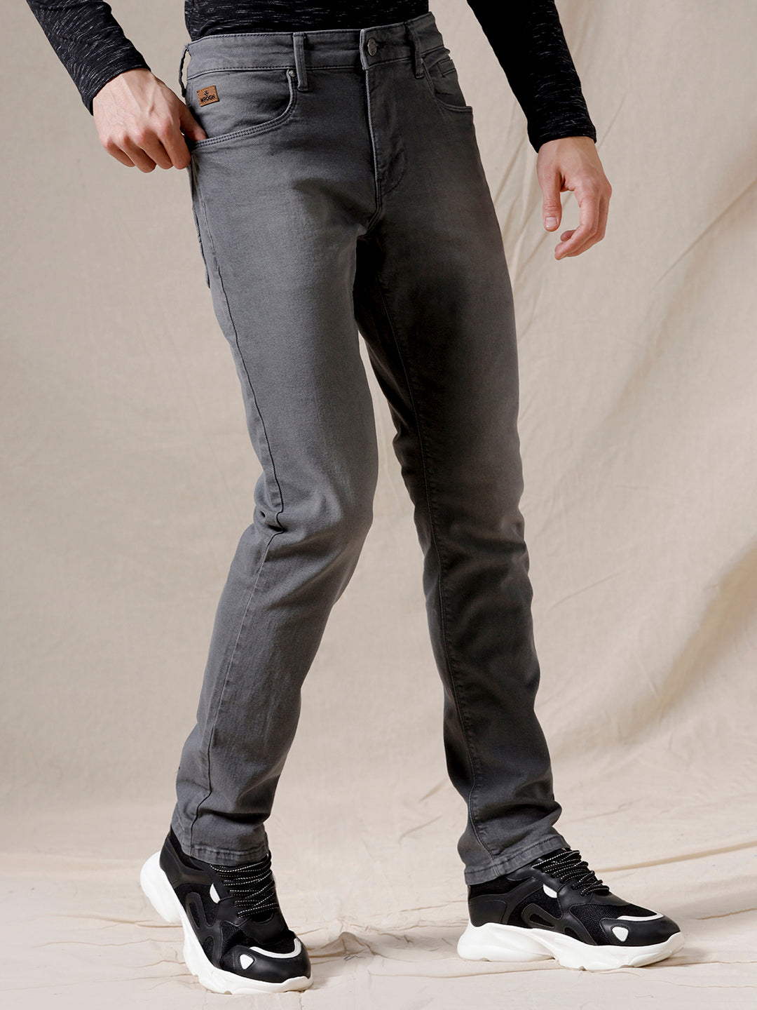 Faded Grey Rugged Jeans