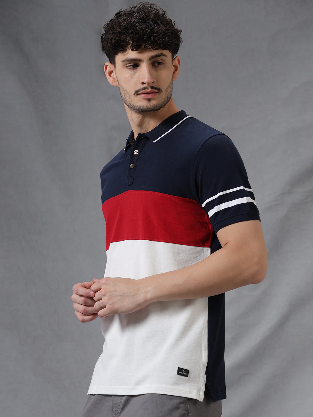 Colorblocked Cut & Sew Polo T-Shirt