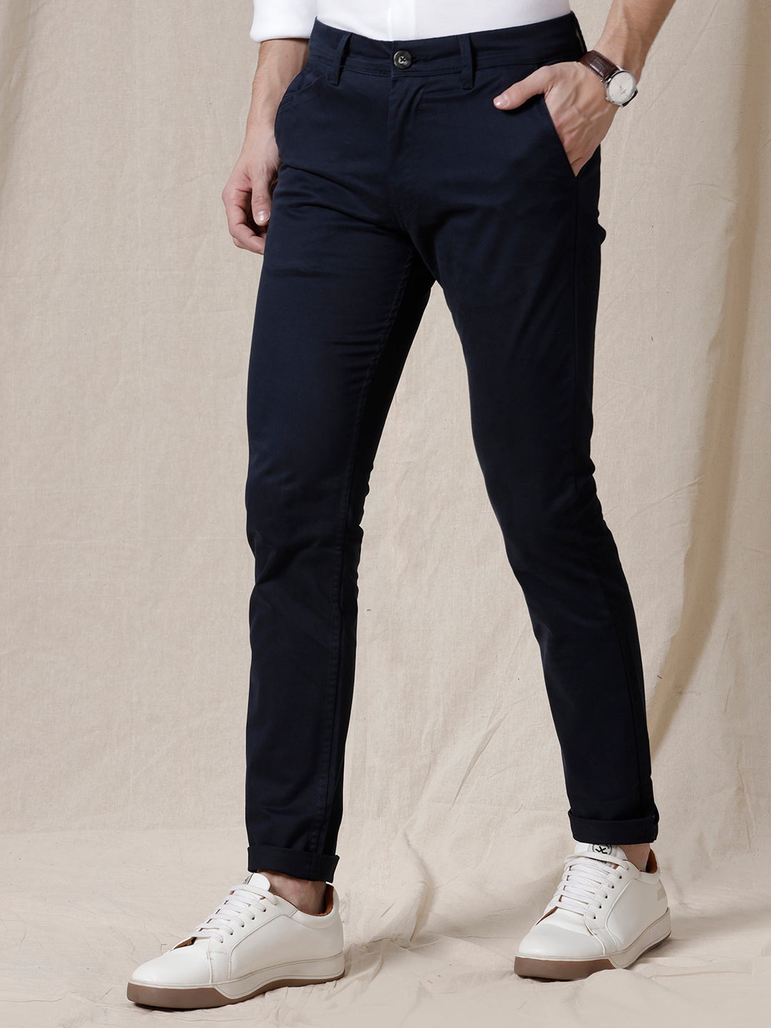 Classic Navy Chinos Trousers