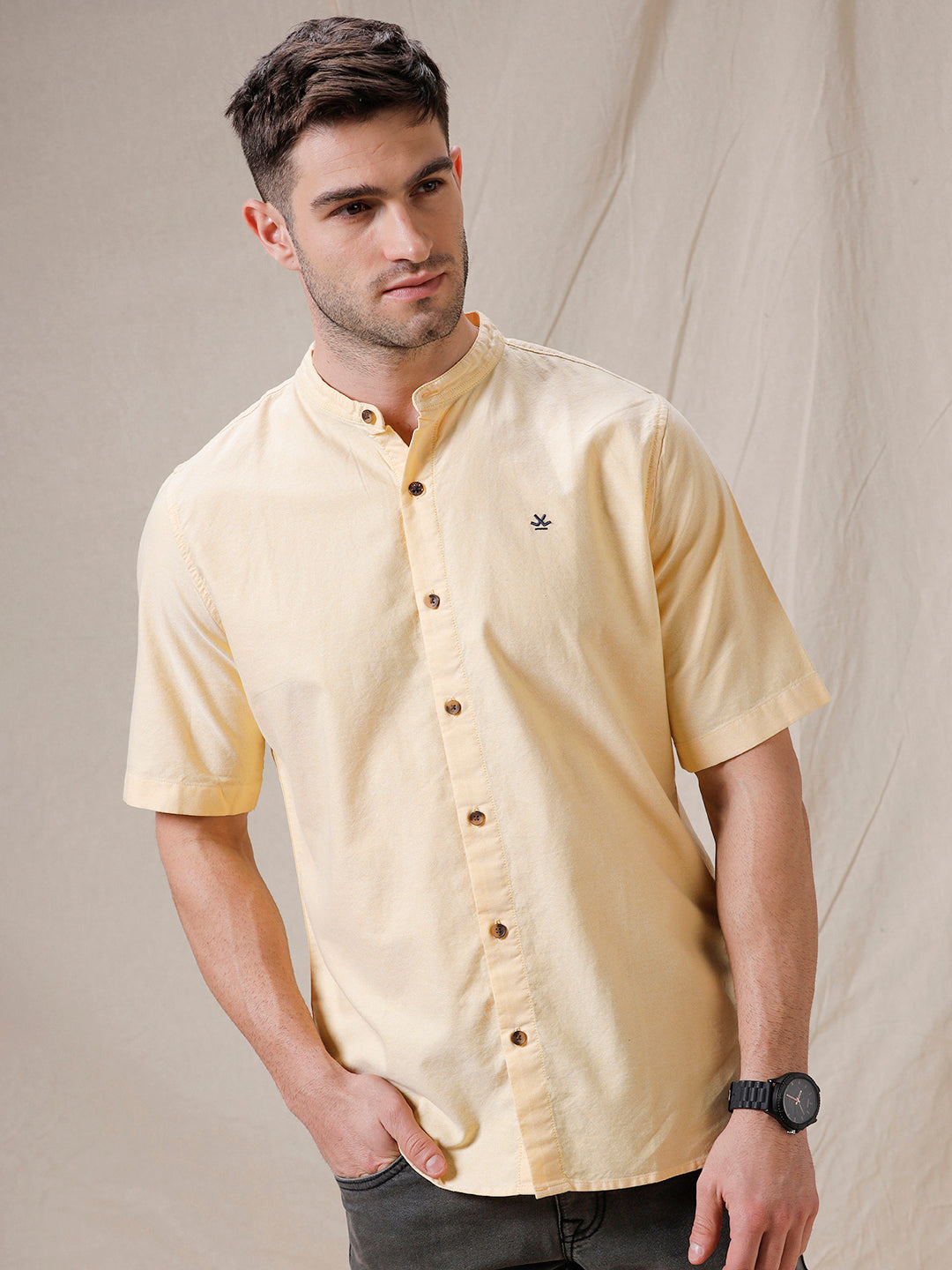 Mandarin Collar Half Sleeve Shirt