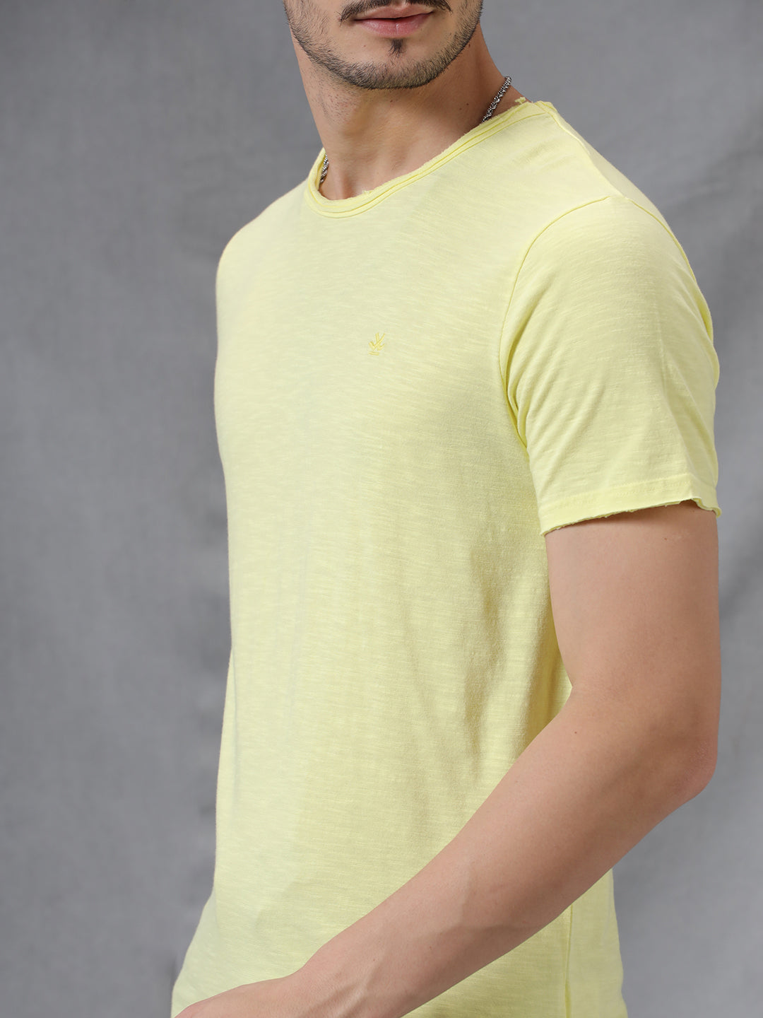 Solid Lemon Crew Neck T-Shirt