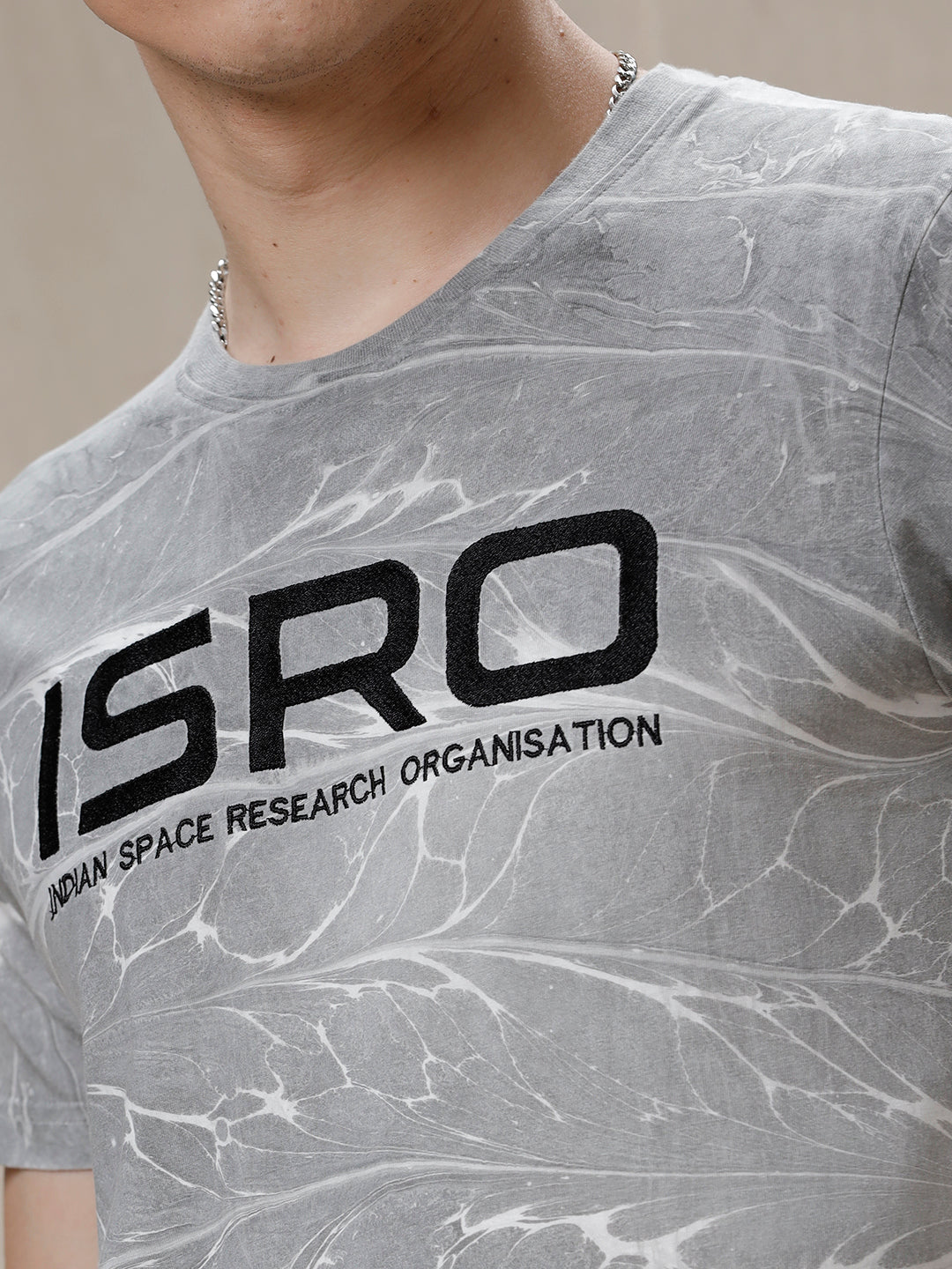 ISRO Space Printed Grey T-Shirt