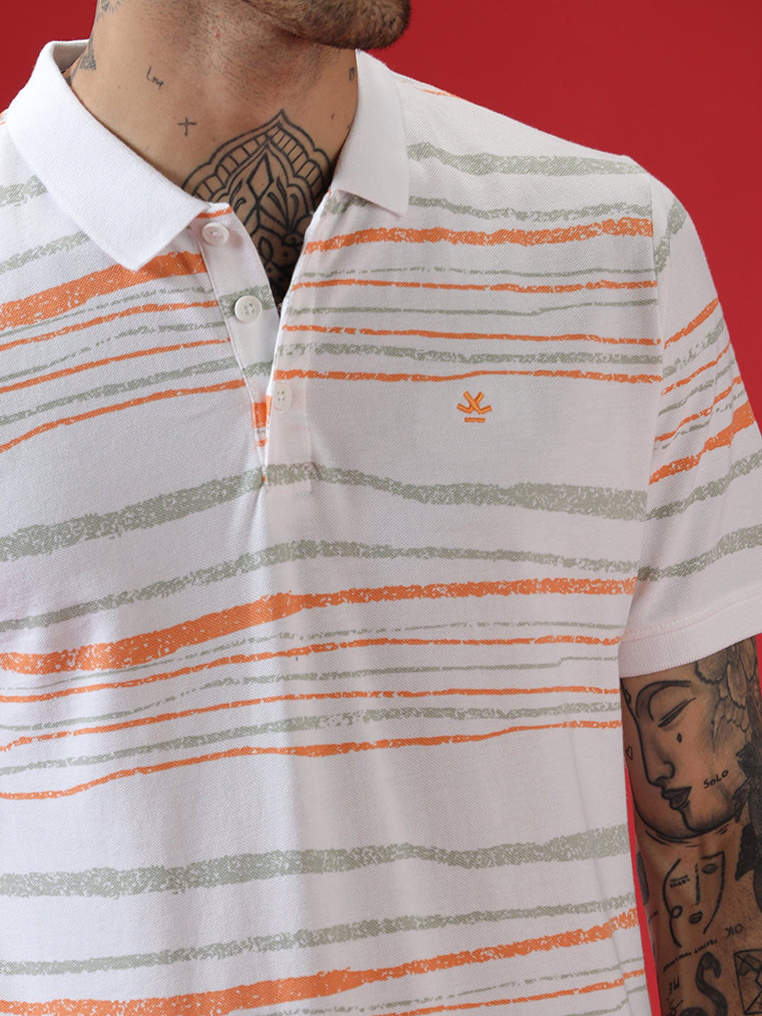 Casual Strings Striped Polo T-Shirt