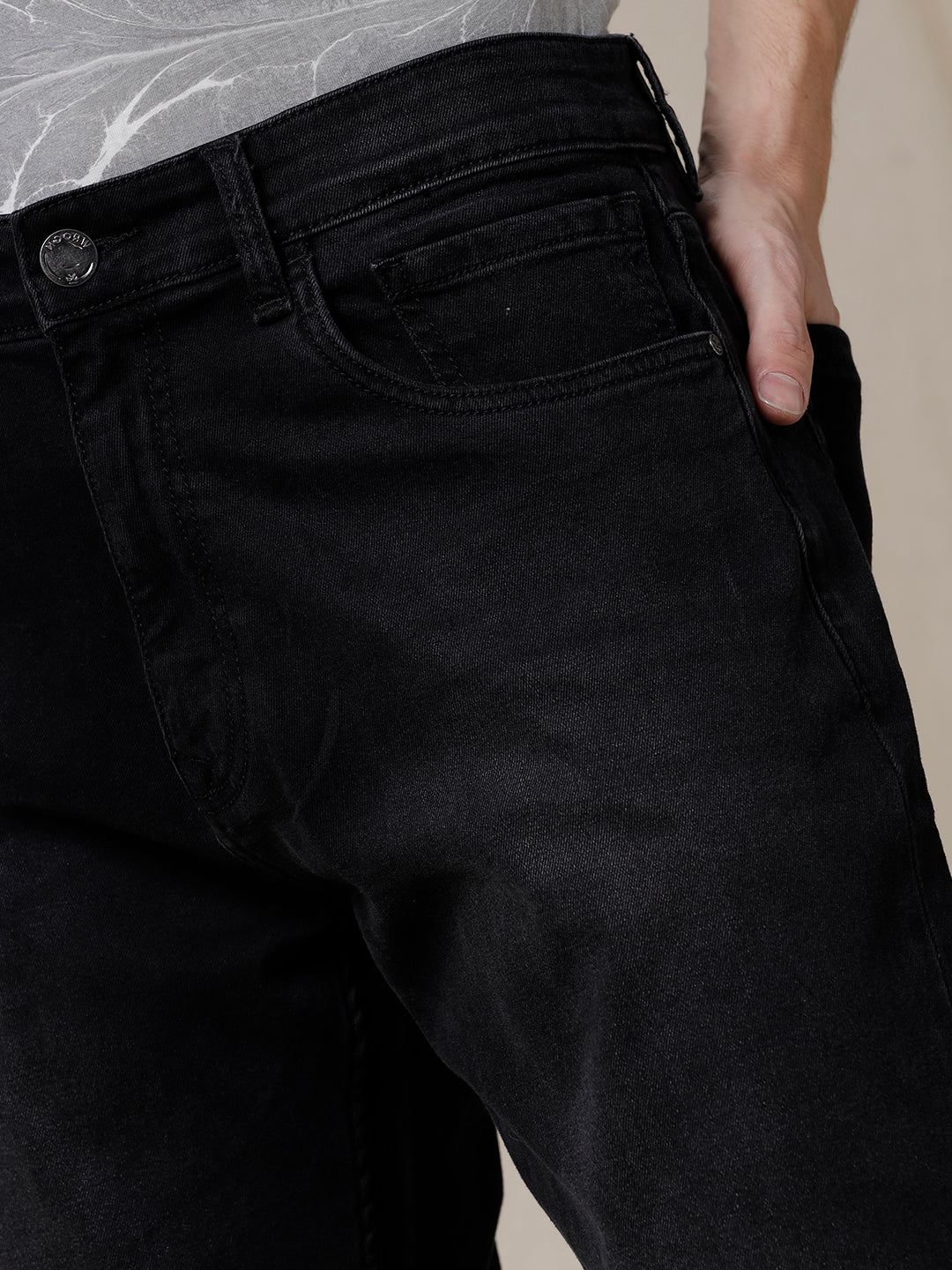 Black Anti Fit Faded Jeans
