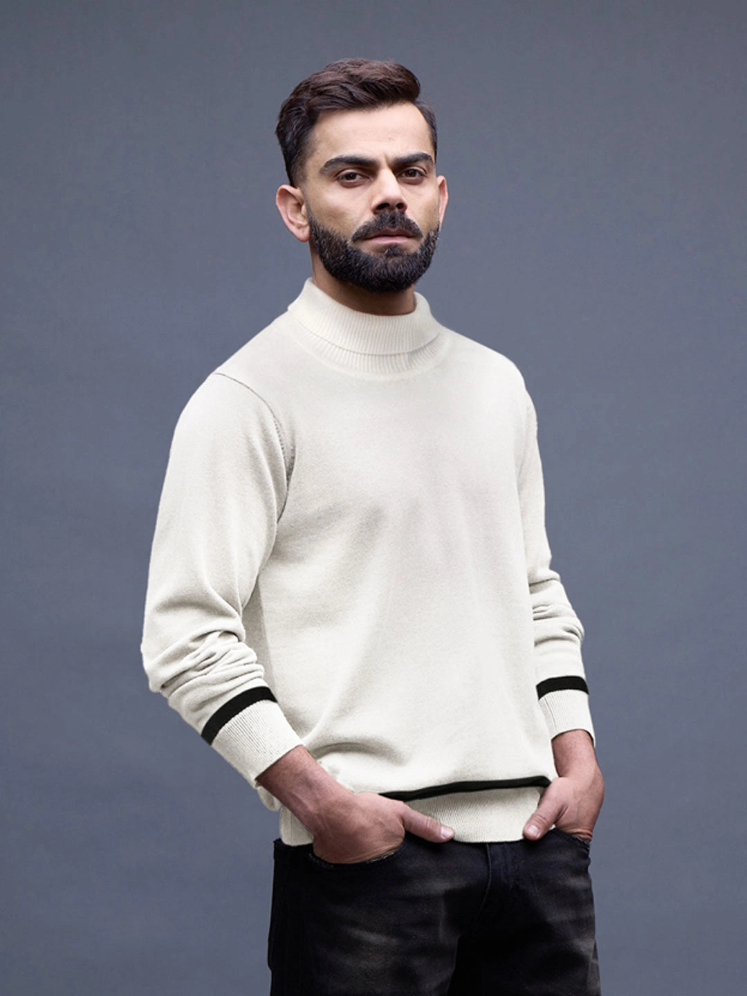 White Turtle Neck Sweater – Wrogn White Turtle Neck Sweater – Wrogn