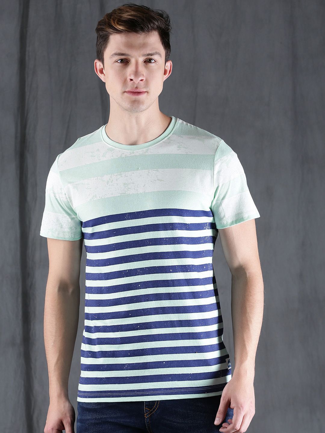 Sea Green & Navy Striped T-Shirt