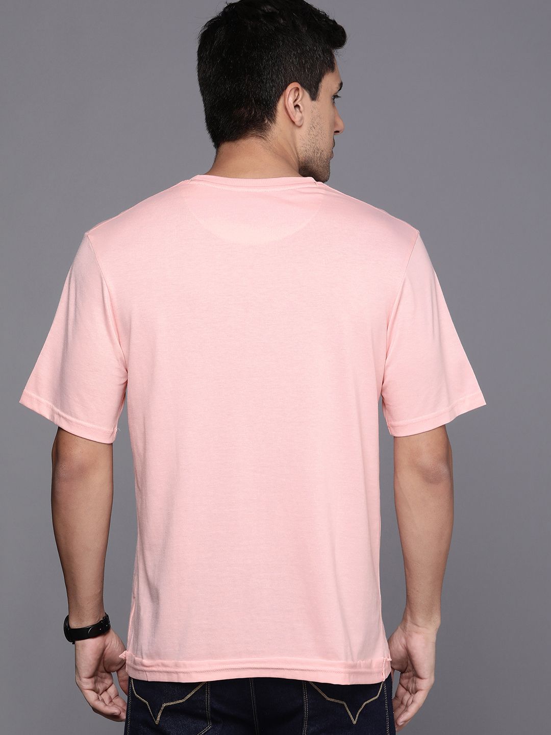 Solid Pink Round Neck T-Shirt