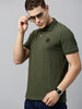 Olive Green Solid Cotton Polo T-Shirt