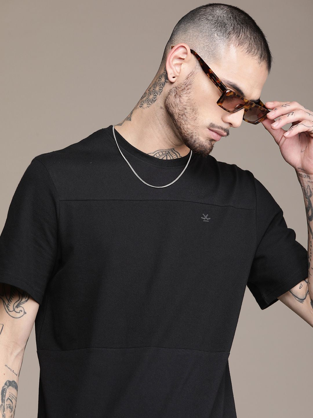 Pure Cotton Knitted Black T-Shirt