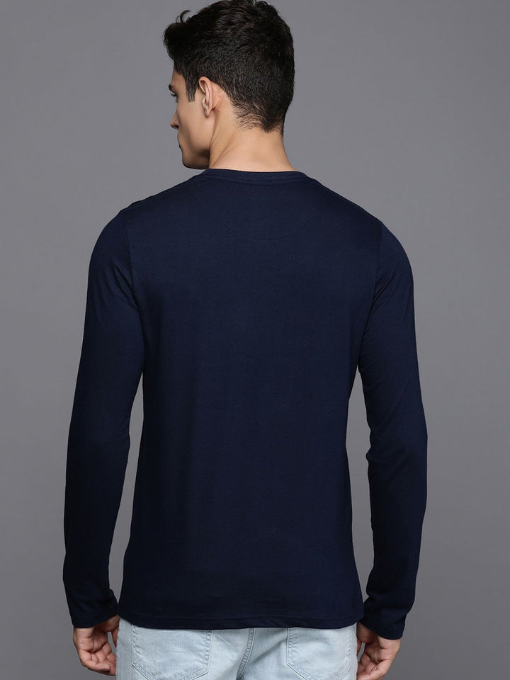 Striking Navy Blue Round Neck T-Shirt