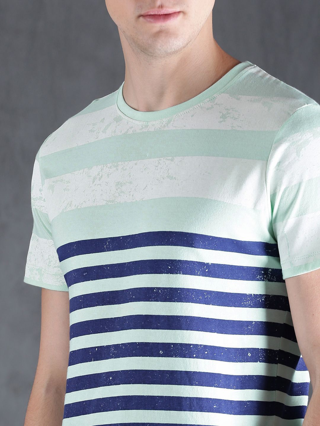 Sea Green & Navy Striped T-Shirt