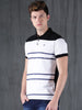 White Blended Stripes Polo T-Shirt