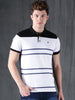 White Blended Stripes Polo T-Shirt