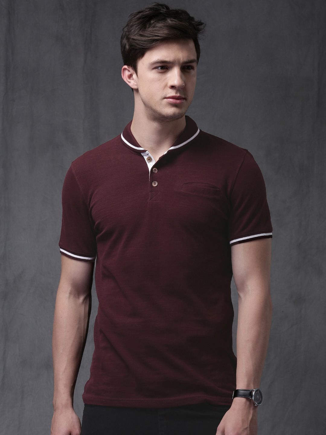 Burgundy Pure Cotton Polo T-Shirt