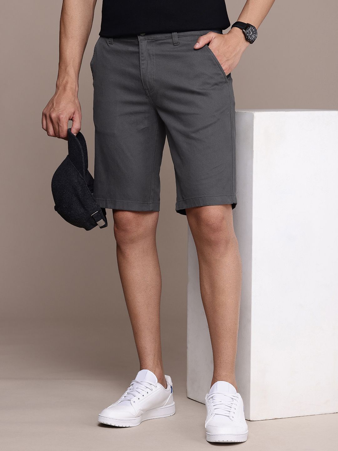 Basic Mid Blue Slim Fit Chino Shorts