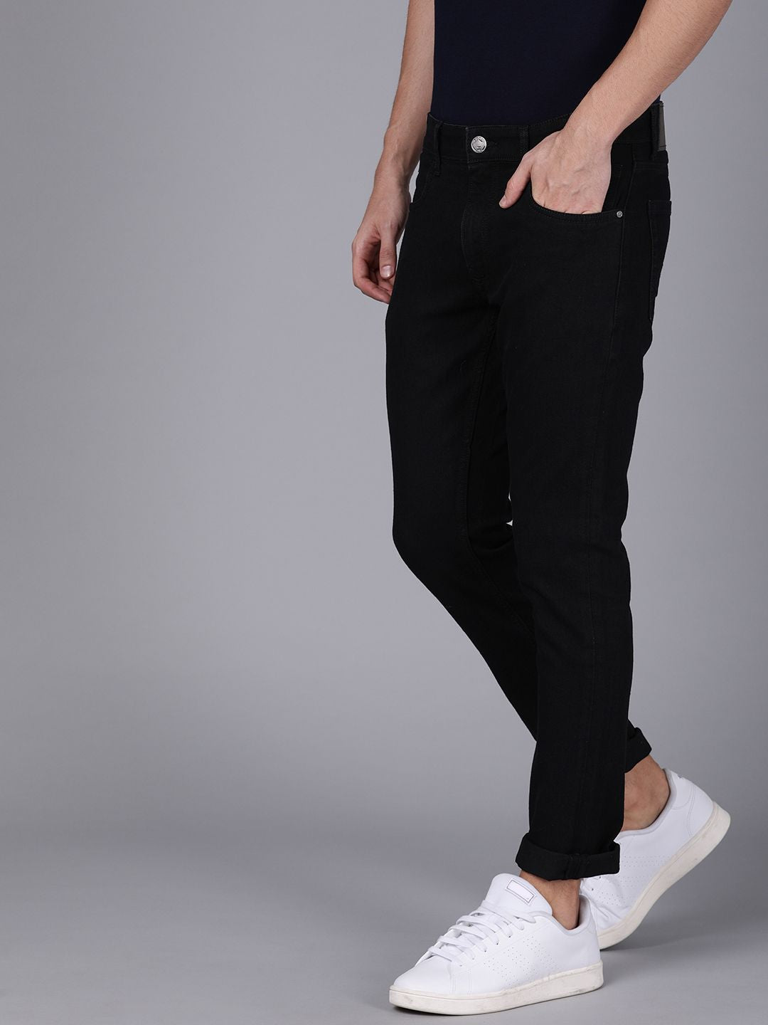 Black Stride Slim Fit Mid-Rise Jeans